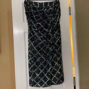 Zara sequin ruched midi skirt